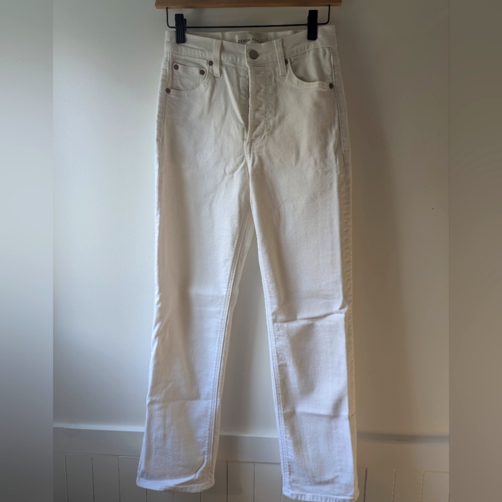 Denim Forum White Arlo High Rise Jeans